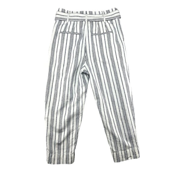 Madewell Linen Cotton Striped Paperbag Pants With Belted Waist Size S - Picture 3 of 15